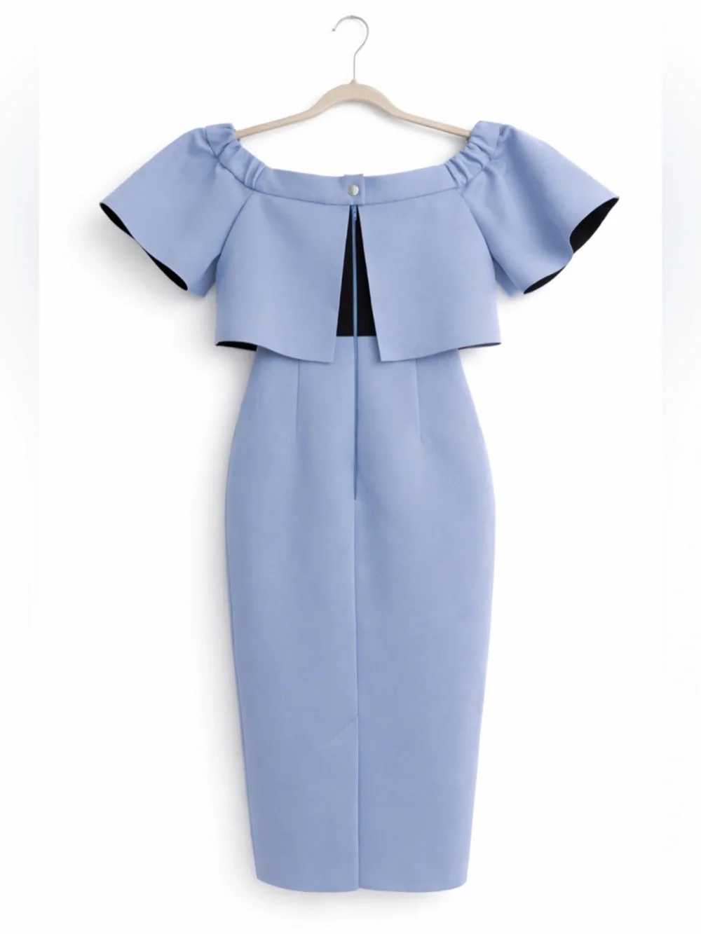 ASOS Light Blue One-Shoulder Ruffle Midi Dress - Picture 2 of 4